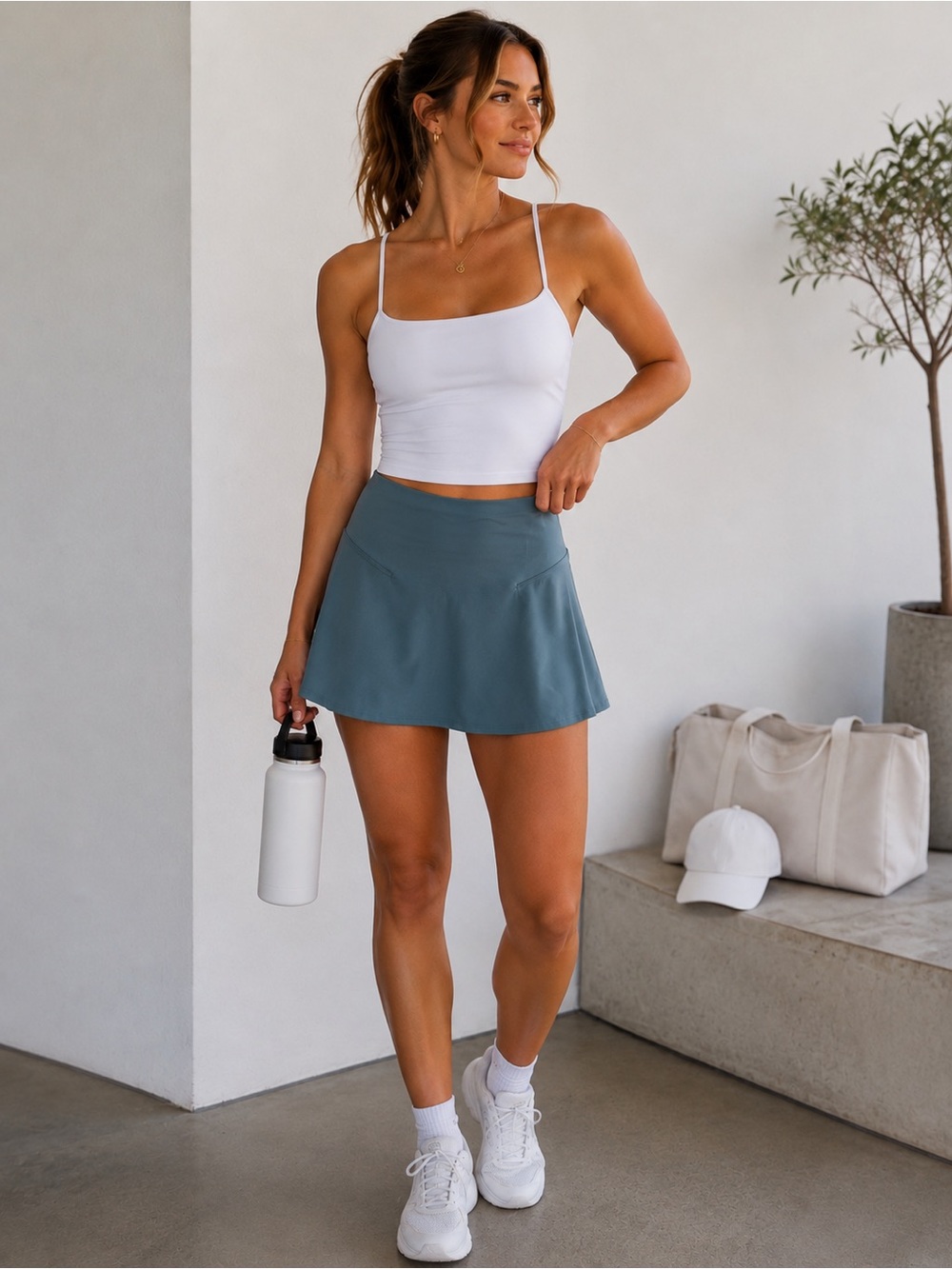Old Navy Powersoft Teal Tennis Golf Skort Women Medium Sporty Clean Girl Comfy